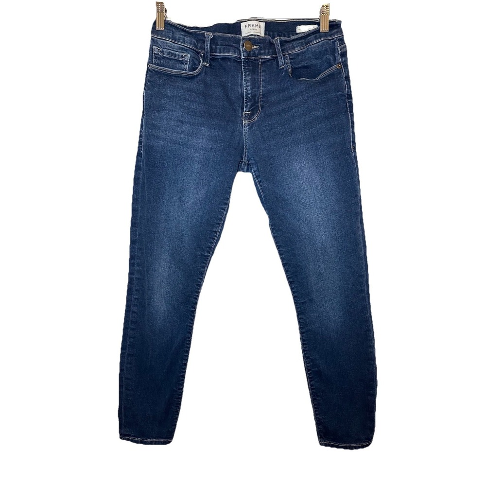 FRAME Le Skinny de Jeanne Crop Medium Wash Blue Denim Jeans Women's 30‎